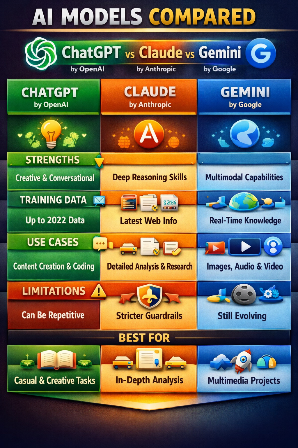 Infographic ChatGPT vs Claude vs Gemini
